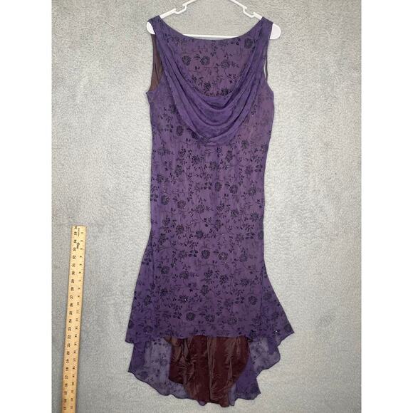 Vintage Jessica Howard 14 purple floral cowl neck witchy high low whimsigoth - Picture 1 of 8